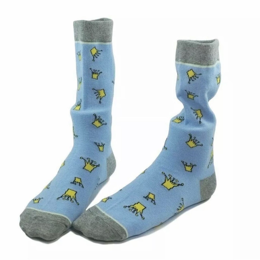 Hipoka Crown Crew Socks! Blue and Yellow Crowns